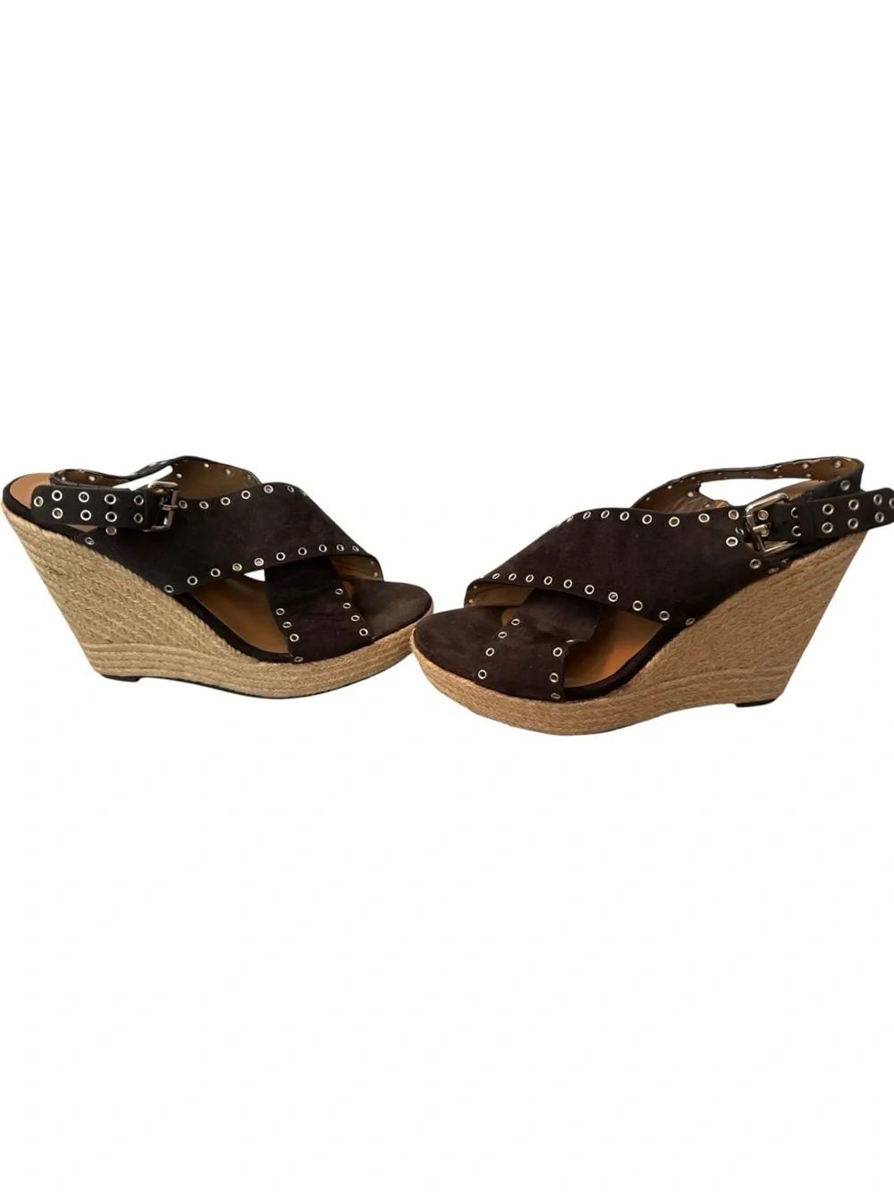 Report Women’s CADEN Dark Gray Suede Espadrille Wedge Sandals Size 7.5